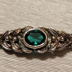 Vintage Sterling silver Milor Bracelet Green Stone